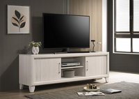 TinyHomie - Contemporary 1pc TV Stand Media Console Open Shelves Silver-toned Hardware Entertainment Console Wooden Furniture - Beige