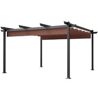 Outsunny - 13' x 13' Retractable Pergola Canopy, Outdoor Pergola Sun Shade Shelter with Stronger Aluminum Frame - Brown