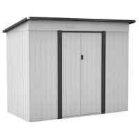 Outsunny - 8' x 4' Metal Lean to Garden Shed, Outdoor Storage Shed, Garden Tool House with Double Sliding Doors
