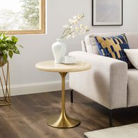 Modway - Lippa Round Artificial Travertine Side Table - Gold Travertine