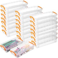 Dapper Styles - 24 Capacity Plastic Pencil Box Case Crayon With Lid Watercolor Pen Storage Brush Organizer Drawing Tools Container - Gray-24