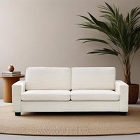 Jojoka - Flash Sale, 83" Modern 3-Seater Sofa, Tufted Teddy Velvet Corduroy Couch, Plush Cushions, Sturdy Hardwood Frame, Beige - Beige