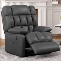 Aukfa - Upholstered Rocker Recliner Chair - 110°-160° Adjustable, with Side Pocket & Footrest, for Living Room - Black