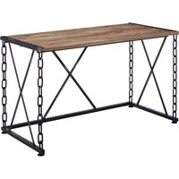 Manhattan Lane - Wooden Desk With Metal 'X' Frame, Rustic Oak - Brown