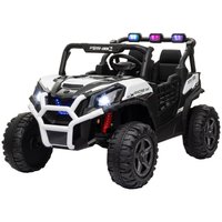 BreeBe - Qaba 24V 2-Seater Kids Electric Car with Remote, 3 Speeds, Slow Start, LED Lights, Music, Horn, Suspension, Ages 3-8 - White