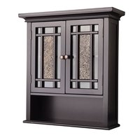 SlickBlue - Sleek Bathroom Wall Cabinet with Amber Mosaic Glass Accents - Espresso