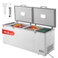 VEVOR - Chest Freezer, 19.8 Cu.ft / 561 L Large Deep Freezer with Split Top Double Locking Lids - White
