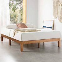 Hivvago - California King size Solid Wood Platform Bed Frame in Wooden Finish - Brown
