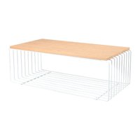 LeisureMod - Walden Modern Ash Wood Veneer Coffee Table with Powder Coated Steel Base for Home Living Room - White