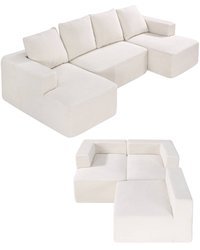 VEVOR - Modular Sectional Sofa, U Shaped Modular Sofa with Chaise, Cloud Sectional Couch with High Rebound Sponge and Density - Off-white