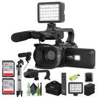 Minolta - MN4KPRO 4K60FPS Ultra HD / 64 MP Autofocus Pro Camcorder w/WiFi - Bundle - Black