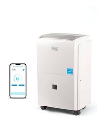 Black+Decker - BLACK+DECKER 50 Pint Portable Dehumidifier with Built-in Pump and Drain Hose, Dehumidifier up to 4500 Sq. Ft. with Wifi - White