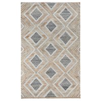 Manhattan Lane - Area Rug, Artistic Diamond Pattern, Handwoven Natural Jute - Blue, Brown