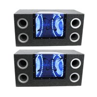 Pyramid - 10" 1000W Dual Car Audio Subs Box Subwoofers Bandpass w/Neon (2 Pack) - Black