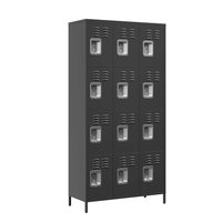 APRILSOUL - 12 Door 72 inch H Metal Lockers With Lock for EmployeesStorage Locker Cabinet for Home Gym Office - Black