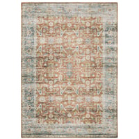 7'6"x11' Colette Washable Bordered Oriental Indoor Area Rug Rust/Blue - Captiv8e Designs