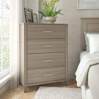 Somerset 4 Drawer Dresser Ash Gray - Bush Furniture: Satin Nickel Hardware, Safety Tip Guard
