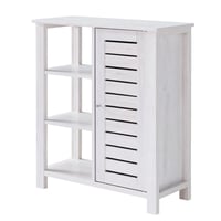 24/7 Shop At Home Bednar Storage Accent Cabinet White Oak: Modern Farmhouse Design, Shutter Doors, 6 Shelves