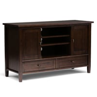 WyndenHall Norfolk Solid Wood TV Stand for TVs up to 52" Tobacco Brown: Media Console with Adjustable Shelves