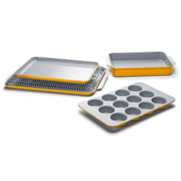 Caraway Home Non-Stick Ceramic Square Pan Marigold: Bakeware Set with Cookie Sheets & Muffin Pan, Hand Wash