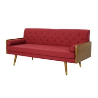 Christopher Knight Home Jalon Mid Century Modern Sofa Red: Upholstered Polyester, Hardwood Frame, Seats 3
