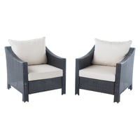 Antibes Set of 2 Wicker Club Chair with Cushions - Beige - Christopher Knight Home: UV & Weather-Resistant, Polyester Fiber