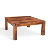 Handmade Cube Low Square Coffee Table Brown - Timbergirl: Rustic Pedestal Design, Wood Frame & Top, 16"H x 35"W