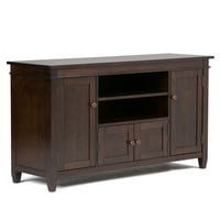 Sterling Solid Wood TV Stand for TVs up to 60" Dark Tobacco Brown - WyndenHall: Media Storage, Bronze Hardware