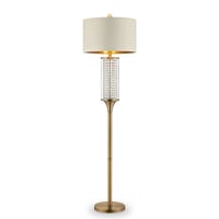 62.25" Traditional Metal Floor Lamp with Crystal Accents White - Ore International: Standing Lamp with Linen Shade
