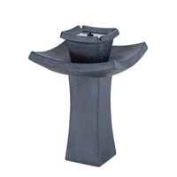 Smart Solar 29.25" Mahayana intelliSOLAR 2-Tiered Sculptural Fountain with Remote - Iron