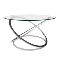 31.5" Round Galaxy Clear Tempered Glass Coffee Table Chrome - Danya B.: Mid-Century Modern, Scratch-Resistant, Metal Frame