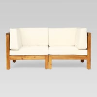 Brava 2pc Acacia Modular Loveseat: Weather-Resistant Cushions - Christopher Knight Home