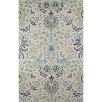 8'x10' Ashlei Floral Rug Blue/Green - Momeni: Wool, Botanical Pattern, Handmade, Low Pile, Indoor Use