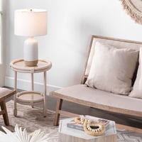 Ashwell Ceramic Table Lamp White - Splendor Home: Glazed Finish, Linen Shade, 3-Way Switch, UL Listed