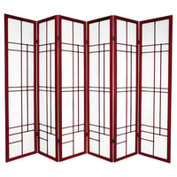Oriental Furniture 6 ft. Tall Eudes Shoji Screen - Rosewood (6 Panels): Oriental Furniture, Hardwood Frame, Metal Hardware