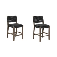 Nathan James Set of 2 Cohen Faux Leather Counter Height Barstool Black