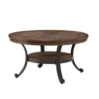 Angelo Industrial Coffee Table: Sturdy Metal, Umber Brown Veneer, Nailhead Detail - Powell