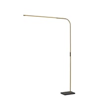 Adesso Cullen Arc Lamp (Includes LED Light Bulb) with Smart Switch Antique Brass: Marble Base, Frosted Diffuser, ETL Listed, Touch Sensor