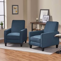 Set of 2 Darvis Contemporary Press-Back Recliners Navy Blue - Christopher Knight Home: Upholstered Accent Chairs, Wood Frame