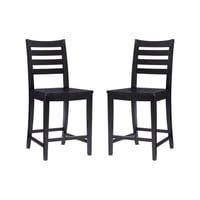 Set of 2 Flynn Ladder Back Counter Height Barstools Black - Linon: Solid Beechwood, No Assembly Required