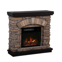 36" Freestanding Electric Fireplace Tan - Home Essentials: No Assembly, Includes Remote, Shelving Feature