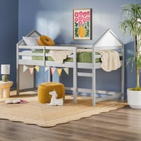 Saracina Home Skyler Contemporary Wood Kids' Low Loft Bunk Bed Gray