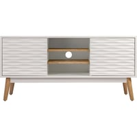 Aurie Media Console French White - Adore Decor: Geometric, Storage, Fits up to 55" TV