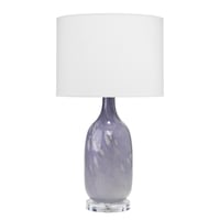 Maya Table Lamp Lavender - Splendor Home: Mouth-Blown Glass, Acrylic Base, Linen Shade, 3-Way Switch
