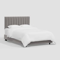 Twin Lennon Bed in Luxe Velvet Titan Steel - Threshold™: Channel Tufted, Pine Frame, 41"x78"