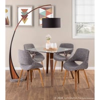 Set of 2 Fabrico Mid Century Modern Dining/Accent Chair Walnut Gray - Lumisource: Wood Frame, Polyester Upholstery, Floor Protectors