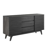 63" Render Sideboard Buffet Table or TV Stand Charcoal - Modway: Mid-Century Modern, Media Storage