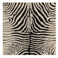 8'x8' Square Zebra Striped Woven Rug Black - Threshold™: Bohemian Floral Area Rug, Low Pile, Indoor Use