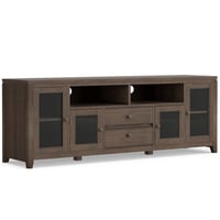 Essex Wide TV Stand for TVs up to 72" Farmhouse Brown - WyndenHall: Contemporary Media Console with Storage, Nickel Hardware