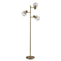 Adesso Rhodes Tree Lamp Brass: 3-Adjustable Glass Shades, ETL Listed, Metal Body, 67.5" Height